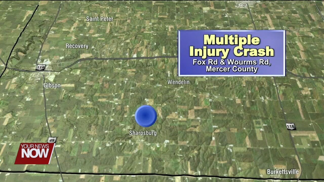 3 adults, 7 children injured in two-car crash west of Fort Recovery